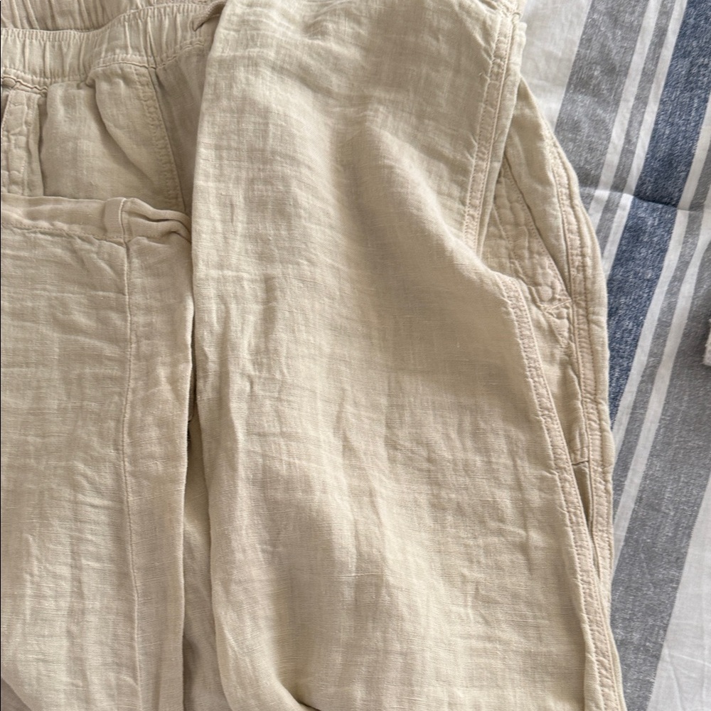Faherty Light Beige Linen Drawstring Joggers - image 5